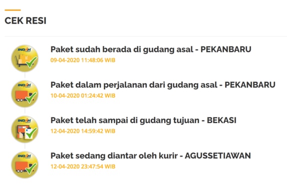 cek resi indah cargo