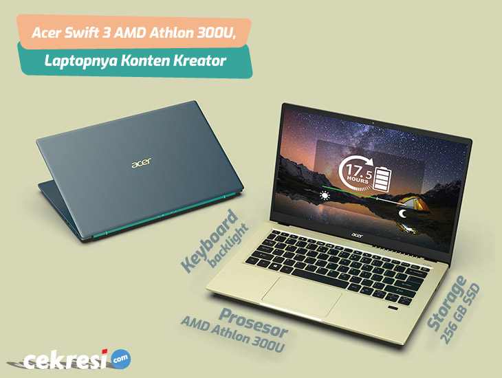 Mengenal Lebih Jauh Acer Swift 3 AMD Athlon 300U, Laptopnya Konten Kreator