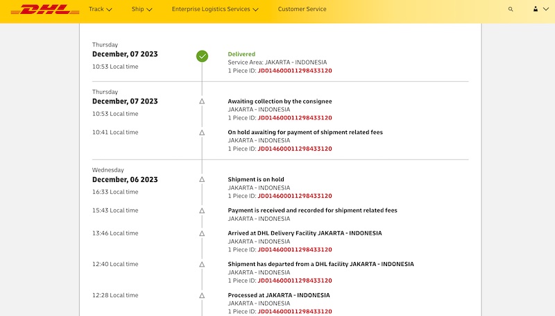cek resi dhl